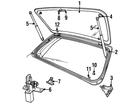 1998 Jeep Grand Cherokee Lift Gate - Glass & Hardware Liftgate Glass Prop Gas Diagram for 55076210