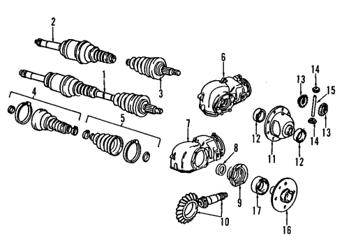 1990 BMW 325iX Front Axle, Axle Shafts & Joints, Differential, Drive Axles Front Differential Diagram for 31501212526