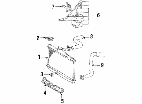 1986 Toyota Celica Radiator & Components Reserve Tank Assembly, R Diagram for 16470-74170