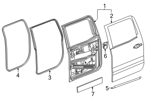 2015 Chevrolet Silverado 3500 HD Rear Door Lower Weatherstrip Diagram for 23253023