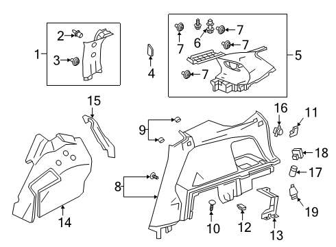 2019 Honda Passport Interior Trim - Quarter Panels BRACKET R, RR. Diagram for 84629-TGS-A00