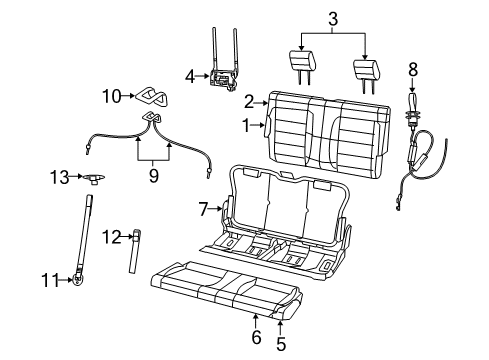 2021 Jeep Wrangler Rear Seat Components Rear Seat-Seat Cover-Top Back Diagram for 6PW62STTAE