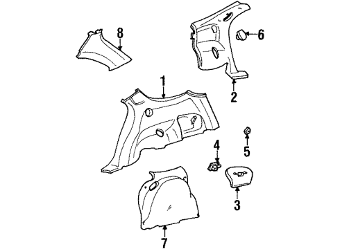 1998 Ford Taurus Interior Trim - Quarter Panels Quarter Trim Panel Diagram for F8DZ7431013BAB