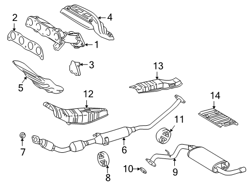 2008 Pontiac Vibe Exhaust Manifold Shield, Catalytic Converter Heat Diagram for 88973156