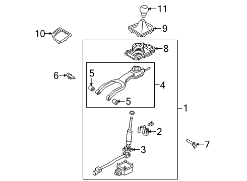 2019 Genesis G70 Gear Shift Control - MT Pin-Snap Diagram for 43775-2M000