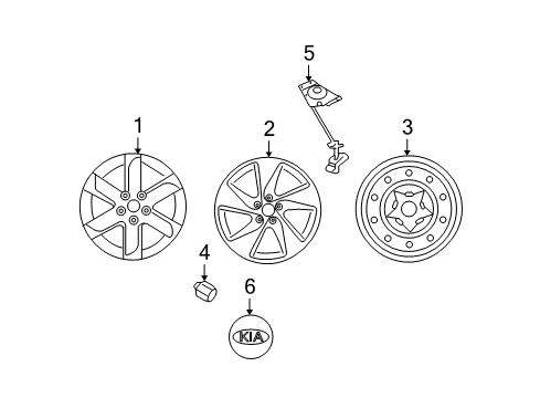 2008 Kia Rondo Wheels, Covers & Trim Wheel Hub Cap Assembly Diagram for 529601D500