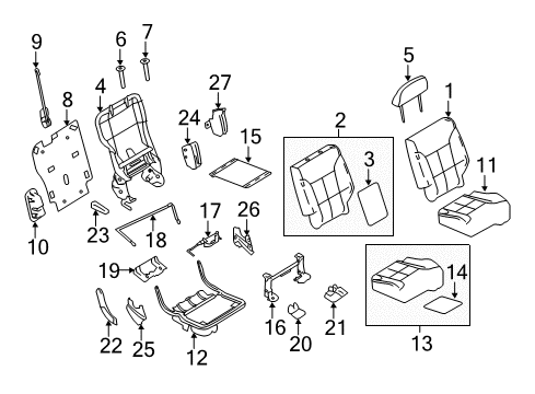 2009 Lincoln MKX Rear Seat Components Seat Cushion Pad Diagram for 8A1Z-7863840-A