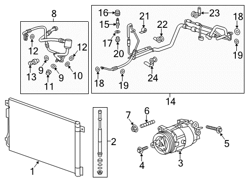 2017 GMC Acadia Limited A/C Condenser, Compressor & Lines AC Tube Clip Diagram for 11562116