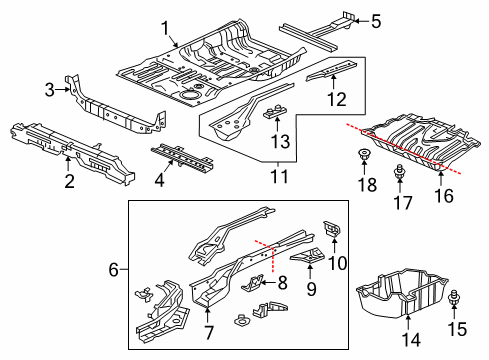 2021 Honda CR-V Rear Floor & Rails Nut, Flange 6MM Diagram for 90302-T7A-000