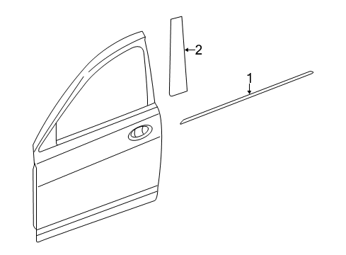 2009 Chrysler Sebring Exterior Trim - Front Door Molding-B Pillar Diagram for 4389932AE