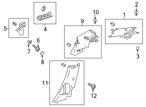 2016 Ford Focus Interior Trim - Quarter Panels Upper Quarter Trim Diagram for CV6Z-5431010-BA