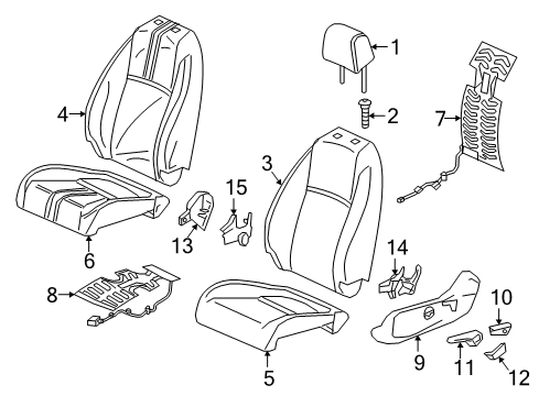 2020 Honda Civic Driver Seat Components Pad, Left Front Seat Cushion Diagram for 81537-TEG-A91