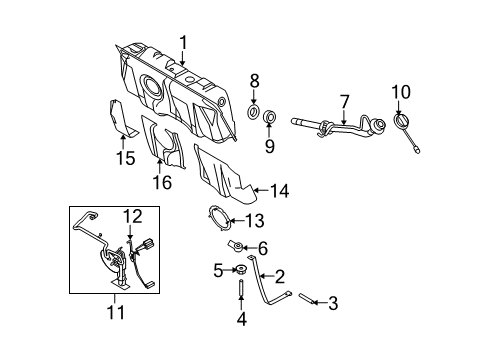 2009 Ford Crown Victoria Senders Filler Pipe Diagram for 8W7Z-9034-B