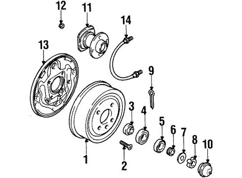 2002 Daewoo Lanos Rear Brakes Drum Asm, Rear Brake Diagram for 96175281