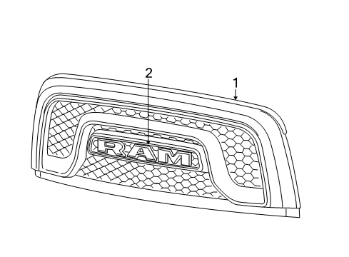 2019 Ram 1500 Classic Grille & Components Grille-Radiator Diagram for 5UQ43RXFAB