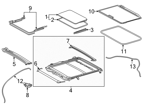 2018 Toyota Camry Sunroof Glass Weatherstrip Diagram for 63251-33070