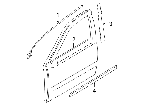 2000 Nissan Maxima Exterior Trim - Front Door Moulding-Front Door, LH Diagram for 80871-2Y905