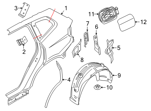 2021 BMW X5 Quarter Panel & Components Fill-In Flap Diagram for 51917441609