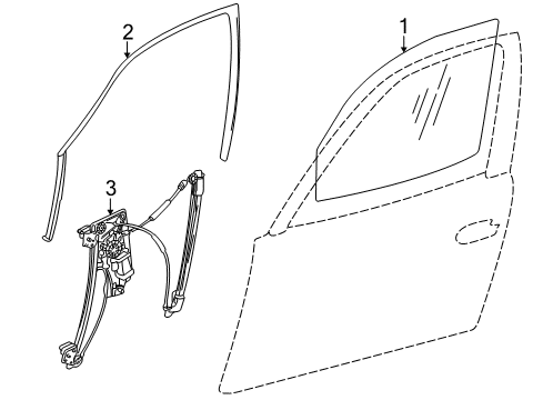 1998 BMW 740iL Front Door - Glass & Hardware Front Left Door Window Regulator Diagram for 51338229203