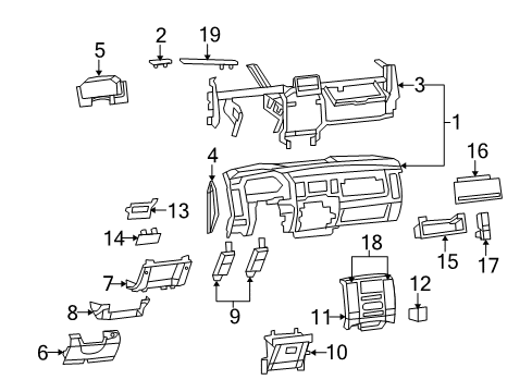 2012 Ram 2500 Instrument Panel Outlet-Center Diagram for 1PA25DX9AA