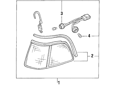 1989 Acura Legend Side Marker Lamps Light Assembly, Right Front Position Diagram for 33600-SD4-A04
