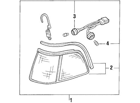 1987 Acura Legend Side Marker Lamps Light Assembly, Right Front Position Diagram for 33600-SD4-A02