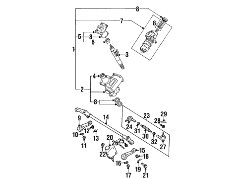 1999 Isuzu VehiCROSS Steering Column & Wheel, Steering Gear & Linkage Nut Diagram for 8-97087-007-0