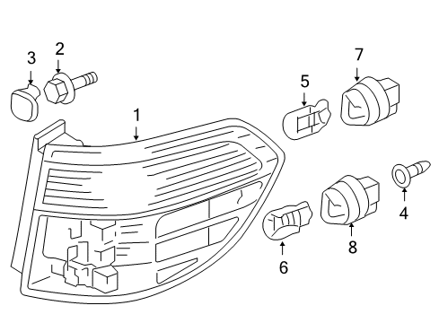 2007 Honda Odyssey Bulbs Lamp Unit, R. Tail Diagram for 33501-SHJ-A11