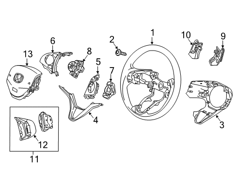 2016 Honda Fit Steering Column & Wheel, Steering Gear & Linkage Switch Assembly, Cruise Diagram for 36770-T5A-J02