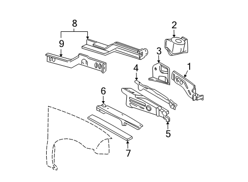 2004 Ford Freestar Structural Components & Rails Upper Reinforcement Diagram for 3F2Z-16D118-AA