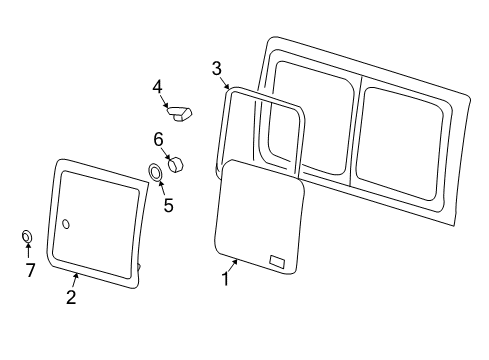 2010 GMC Savana 1500 Side Loading Door - Glass & Hardware Moveable Glass Diagram for 15191452