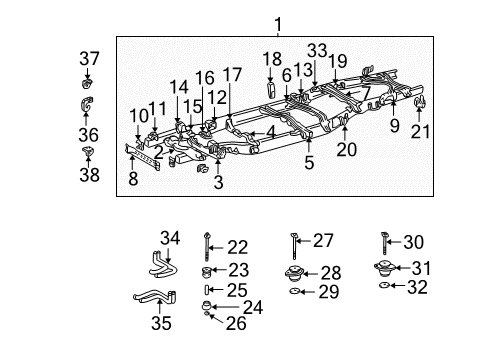 2003 Toyota Tundra Frame & Components Mount Cushion Diagram for 52201-0C010