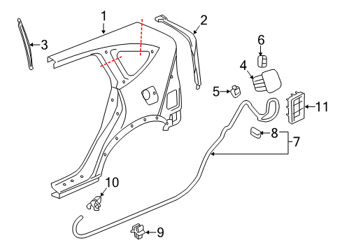 2012 Honda CR-V Fuel Door Cable, F/Lid Open Diagram for 74411-T0A-A01