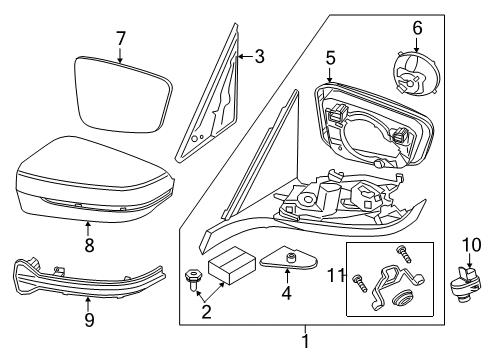 2021 BMW 840i xDrive Mirrors Set, Mirror Base Caps Diagram for 51167444265
