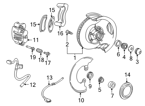 2001 Ford Ranger Front Brakes Caliper Support Mount Bolt Diagram for F8VZ-2B296-AA