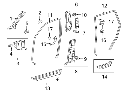 2015 Lexus GX460 Interior Trim - Pillars, Rocker & Floor GARNISH Assembly, Front Pillar Diagram for 62220-60260-A0