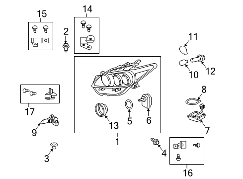 2010 Toyota Prius Bulbs Composite Assembly Diagram for 81145-47221