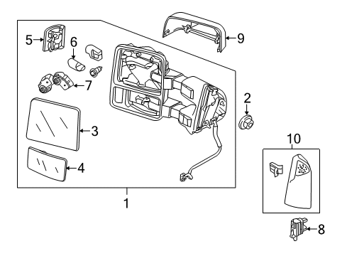 2012 Ford F-350 Super Duty Mirrors Mirror Glass Diagram for 9C3Z-17K707-A