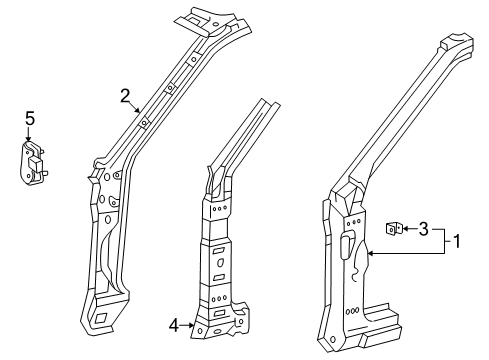 2000 Toyota Corolla Hinge Pillar Reinforce Sub-Assy, Front Body Pillar, Lower RH Diagram for 61108-02020