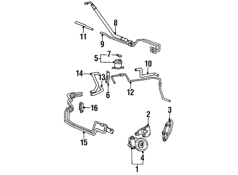 1995 Hyundai Accent P/S Pump & Hoses, Steering Gear & Linkage Tube-Return Diagram for 57543-22000