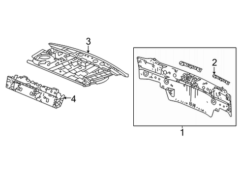 2022 Acura TLX Rear Body Cross Member, Rear Shelf Diagram for 66510-TGV-A00ZZ