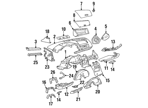 1992 Chevrolet Corvette Instrument Panel Retainer Asm-Instrument Panel Compartment Door Lock Diagram for 10024625