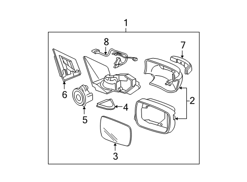 2010 Acura MDX Mirrors Mirror Sub-Assembly, Passenger Side (1400R) (Heated) Diagram for 76203-STX-A02