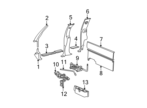 2003 Chevrolet S10 Interior Trim - Cab Molding Asm-Front Side Door Opening Frame Garnish *Graphite Diagram for 15180919