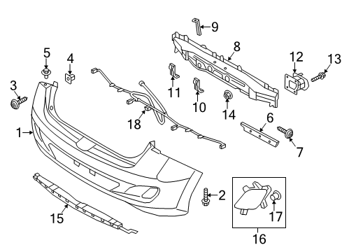 2016 Hyundai Elantra GT Rear Bumper Bracket-Rear Beam Lower, Center Diagram for 86637-A5000