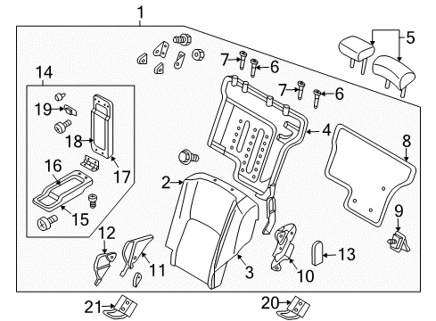 2006 Infiniti FX45 Rear Seat Components Rear Seat Armrest Assembly Diagram for 88700-CG701