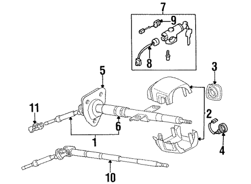 1990 Nissan 300ZX Ignition Lock Shaft Assy-Steering Column, Upper Diagram for 48820-31P00