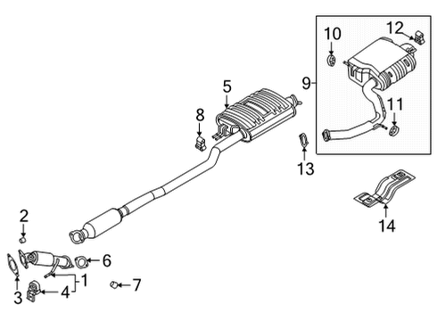 2022 Hyundai Santa Cruz Exhaust Components MUFFLER COMPLETE-CENTER Diagram for 28650-K5580