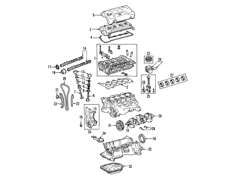 2004 Scion xA Engine Parts, Mounts, Cylinder Head & Valves, Camshaft & Timing, Oil Pan, Oil Pump, Crankshaft & Bearings, Pistons, Rings & Bearings Overhaul Gasket Set Diagram for 04111-21353