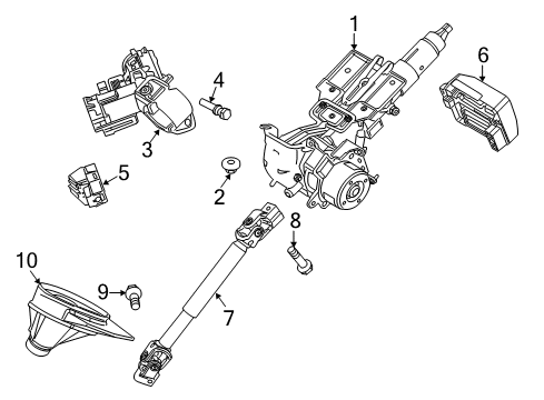 2019 Ford Fiesta Ignition Lock Column Assembly Diagram for BE8Z-3C529-Q